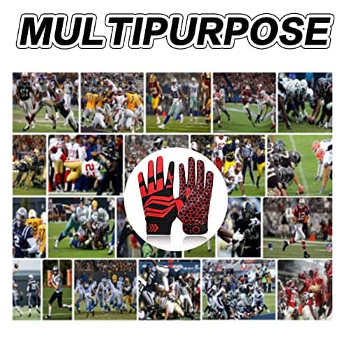Non-Slip Silicone Football Gloves for Adults & Youth Lightweight Flexible Receiver Gloves