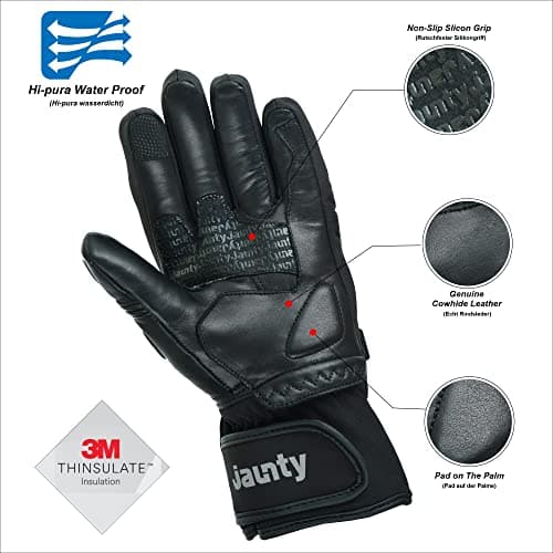 Winter Waterproof Touchscreen Motorcycle Gloves for Men and Women Black