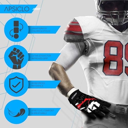 Sticky Silicone Grip Football Receiver Gloves - Youth & Adult