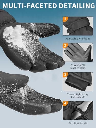 ARFNKIM Waterproof Touchscreen Winter Gloves -20℉ Men Women Ski Thermal