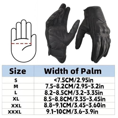 Men's Touchscreen Leather Motorcycle Gloves Black Protection Riding Biker Gloves