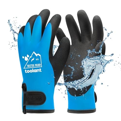 100% Waterproof Gloves for Men and Women, Touchscreen, Thermal Freezer Work Gloves, Blue, X-Large — Blue