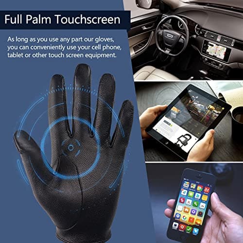Genuine Leather Black Driving Gloves for Men, Touchscreen Compatible Motorcycle Fotos