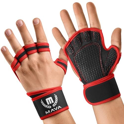 MAVA Padding Weight Lifting Gloves with Wrist Support for Men & Women — Red