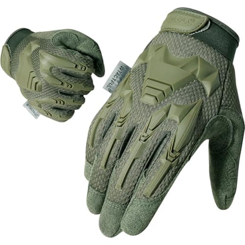 TACTICAL RUBBER GUARDS FOR MEN, BREATHABLE & TOUCHSCREEN CAPABLE Outdoor Gloves — Green
