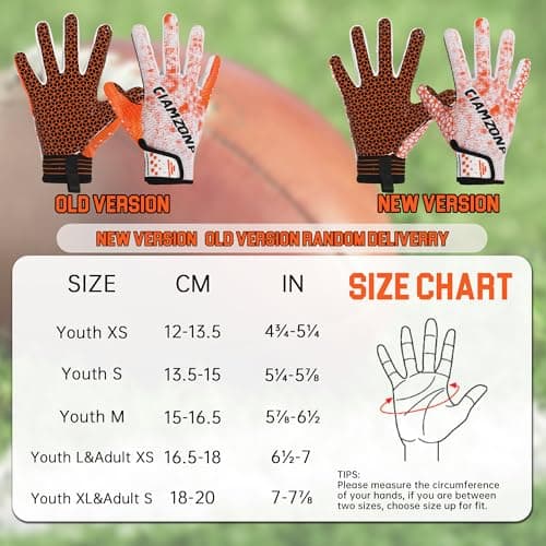 Youth Flag Football Gloves for Kids with Sticky Grip - Snug Fit