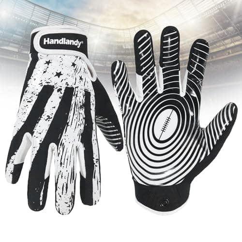 HANDLANDY Sticky Wide Receiver Gloves for Youth Football Players — White