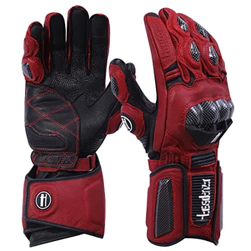 Harssidanzar Powersports Carbon Fiber Knuckle Protection Motorcycle Gloves KM045