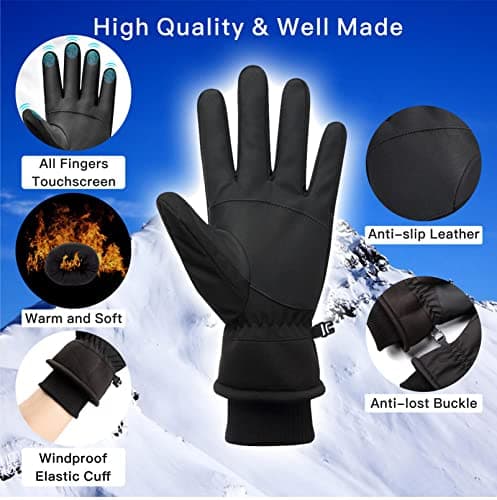 Winter Warm Touchscreen Gloves for Men & Women - Waterproof Thermal Snow Gloves
