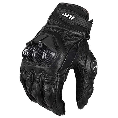 ILM Air Flow Leather Motorcycle Gloves (L, Black) — Black