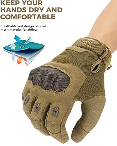 KEMIMOTO Men's Touchscreen Motorcycle Gloves with Hard Shell & Palm Padding