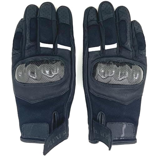 ZLUXURQ Mens Motorcycle Leather Gloves - Hard Knuckle Protection Lightweight & Comfortable