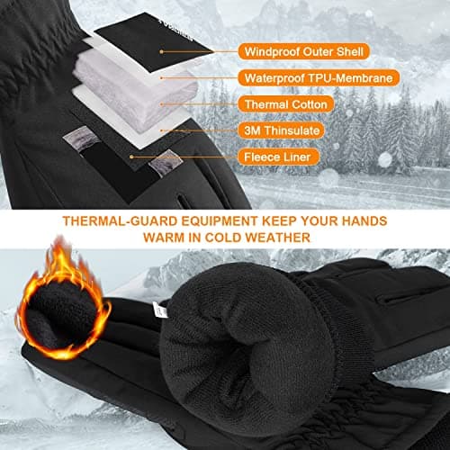 Anqier Winter Gloves -30℉ Waterproof & Windproof Touchscreen for Skiing, Hiking, Running Men & Women