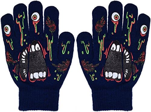 Polar Wear Skeleton Monster Knit Gloves for Boys & Girls Winter — B6b1568 Monster Navy1