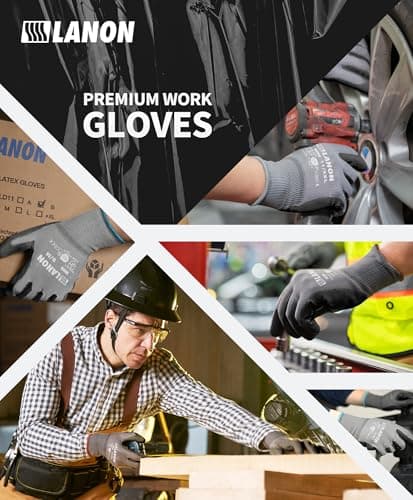 Lanon Breathable PU Coated Safety Work Gloves, Grey, Large