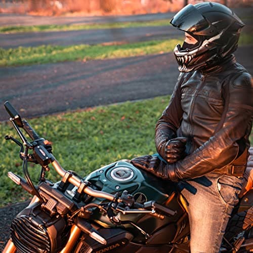 Harssidanzar Men's Winter Motorcycle Gloves, Genuine Leather Touchscreen Thinsulate Lined Black Size L