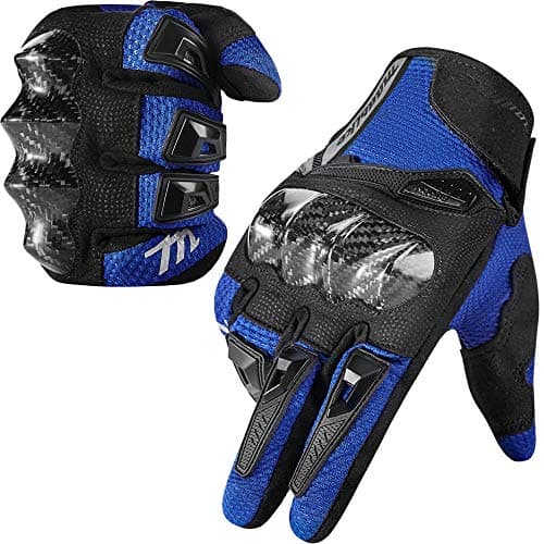 Touchscreen Motorcycle Gloves for Men & Women - Carbon Fiber Knuckles MD66 — Blue