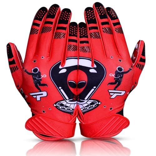 GripPro Tech Alien Grip Infinite Pro Football Gloves – Endless Game — Red Alien