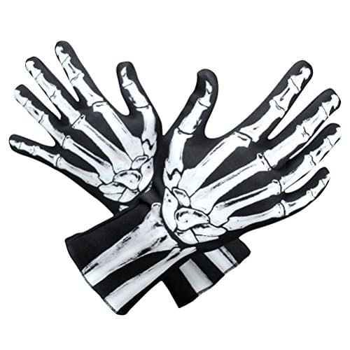 Amosfun Full Finger Halloween Skeleton Gloves Unisex Cosplay Costumes