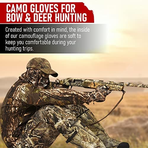 DecoyPro Men's Camo Touchscreen Hunting Gloves - Lightweight, High-Performance L/XL