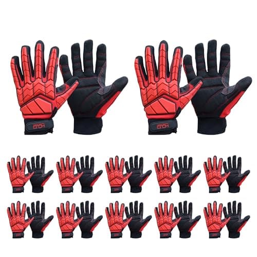 Handlandy Heavy Duty Impact Gloves, SBR Padding, TPR Protector — Red-12pairs