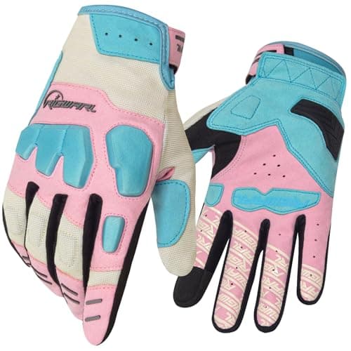 RIGWARL Comfortable Mountain Bike Gloves with Touchscreen Fingers for Men and Women ATV/MTB Riding… — Pink-2302