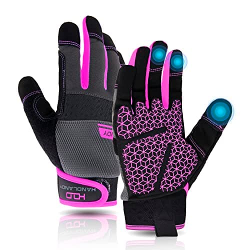 AIGEVTURE Women's Breathable Touch Screen Gloves, Pink, Large