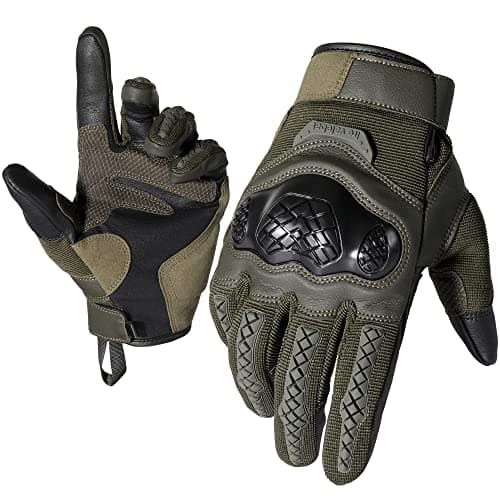 Motorcycle Tactical Gloves for Men: Anti-Slip & Touch Screen Compatible-Rubber Guard Protective — Green