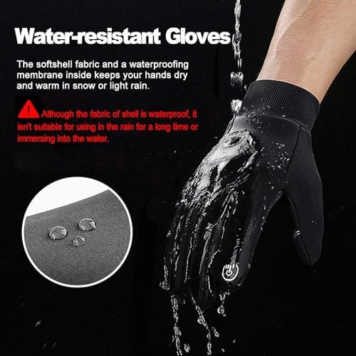 LERWAY Winter Warm Gloves, Thermal Black Touchscreen Non-Slip Gloves for Men & Women