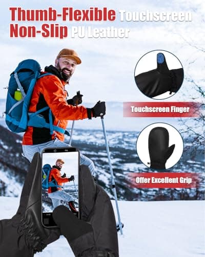 RIGWARL 2-in-1 Waterproof Ski Mittens with Glove Liners, XX-Large