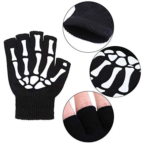 Cooraby Glow in the Dark Halloween Skeleton Knitted Gloves