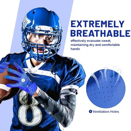 RIGWARL Breathable Lightweight Blue Football Gloves for Men