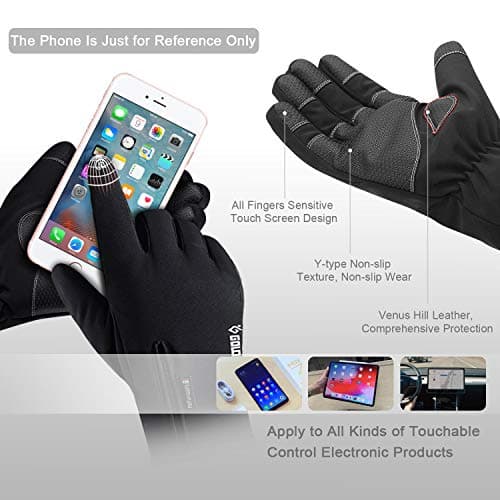 Jeniulet Men's 100% Waterproof Winter Gloves -30℉ Warm Windproof Touch Screen
