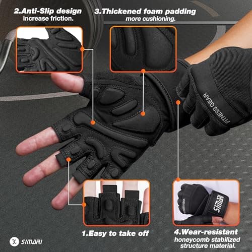 SIMARI Ventilated Workout Gloves with Wrist Support for Men and Women