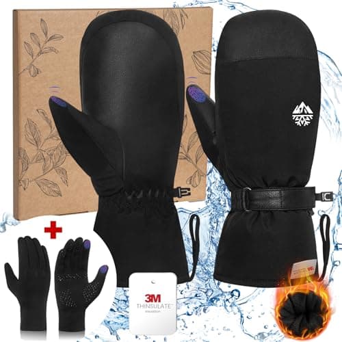 RIGWARL 2-in-1 Waterproof Ski Mittens with Glove Liners, XX-Large