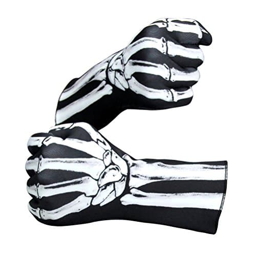 Amosfun Full Finger Halloween Skeleton Gloves Unisex Cosplay Costumes