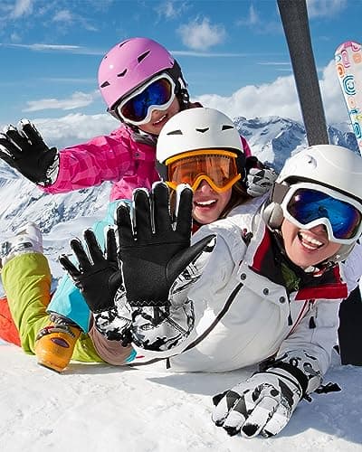 TOBEHIGHER Men's 5-Finger Touchscreen Winter Ski Gloves, Waterproof Snowboarding