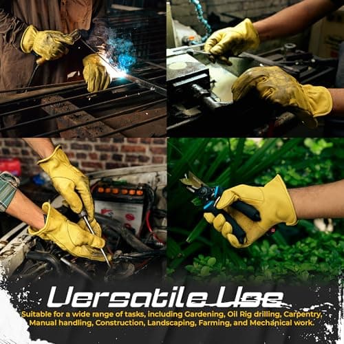 FCI Heavy Duty Cowhide Leather Safety Gloves | Waterproof (Unlined, Medium)