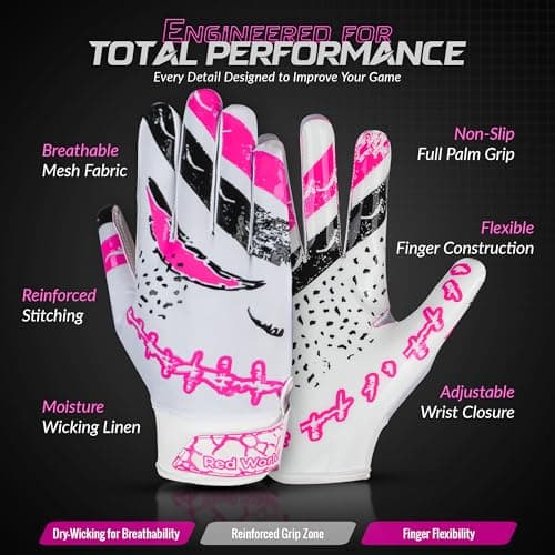 RED WORLD Football Gloves for Youth and Adult, Sticky Receiver Gloves