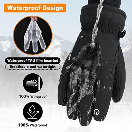 Anqier Winter Gloves -30℉ Waterproof & Windproof Touchscreen for Skiing, Hiking, Running Men & Women