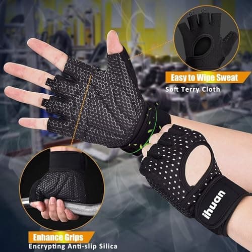 ihuan Breathable Weight Lifting Gloves: Fingerless Wrist Support | Enhanced Grip for Fitness Training