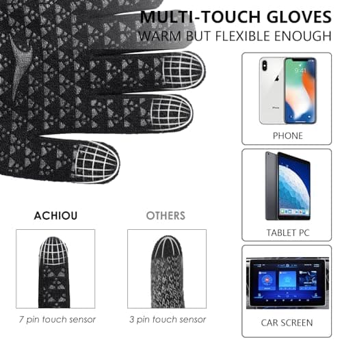 Achiou Winter Gloves for Men & Women - Touch Screen Compatible Warm Running Gloves