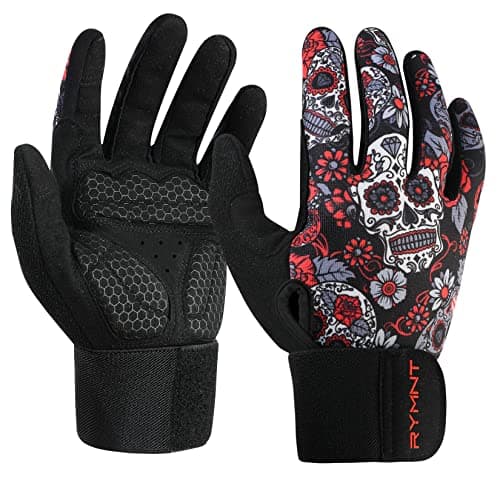Anti-Slip Full Fingers Gym Gloves for Weight Lifting & Fitness — Wristwrap Gloves Skull