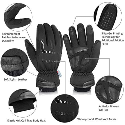 FIDESTE 3M Thinsulate Touchscreen Winter Gloves - Waterproof & Windproof for Men & Women