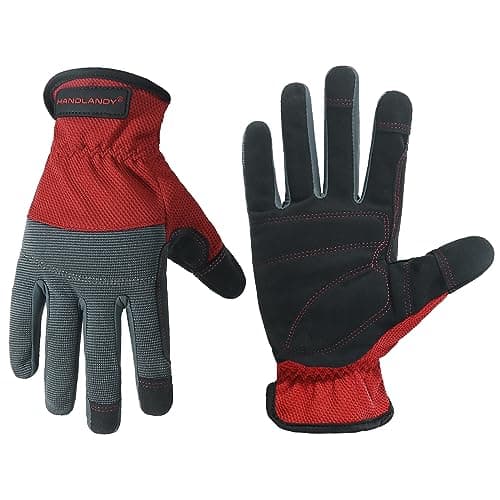 HANDLANDY Touch Screen Utility Gloves for Men & Women — Grey-red