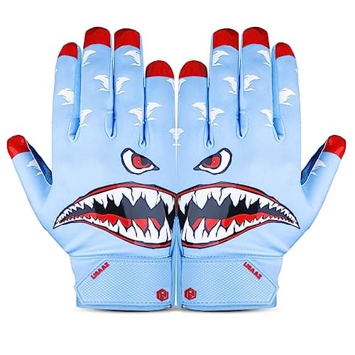 Limited Edition Fit Youth Tacky Receiver Gloves for Kids 8-12 — Shark/Blue