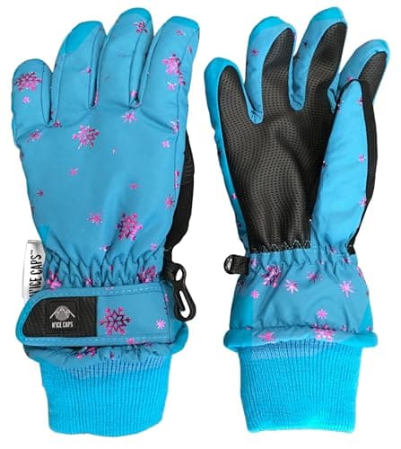 N'Ice Caps Kids' Waterproof Winter Warm Thinsulate Gloves — Turquoise Snow
