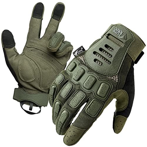 ZUNE LOTOO Men's Touchscreen Tactical Gloves with TPR Protection for Motorcycle Airsoft Paintball — Ranger Green Full Finger