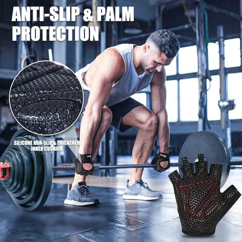 RIGWARL Ventilated Gym Gloves with Full Palm Protection for Weightlifting & Fitness