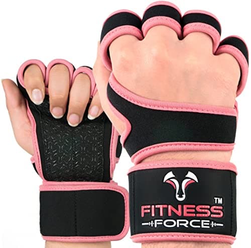 FITNESS FORCE Ventilated Wrist Support Gloves for Workouts Weightlifting & Cross Training — Pink
